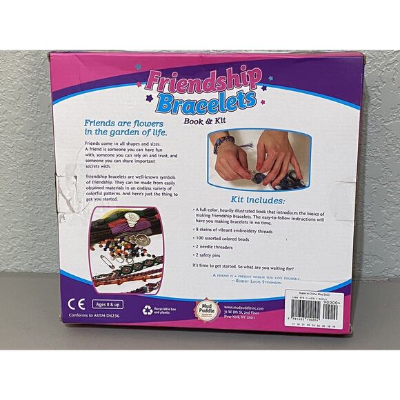 Friendship Bracelet Making Kit With Book Beads Thread DIY Gift Mud Puddle Age 8+ - Picture 2 of 9